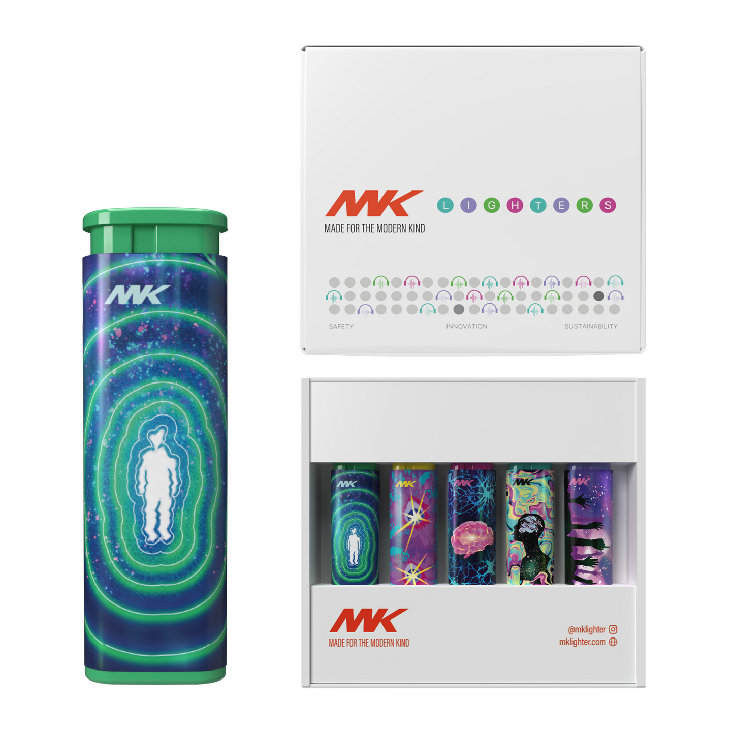MK Wind Proof Jet Flame Lighters, 5PCS Striking Design, Ideal as Lighters for Candle, Camping, Outdoor use, Butane Refillable Lighter (Emotion-5PC)