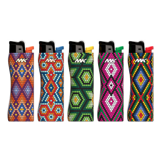 MK Lighter 9G Flint Strike Refillable Lighters (Huichol-5PC)