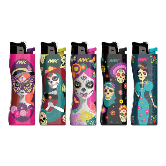MK Lighter 9G Flint Strike Refillable Lighters (La Catrina-5PC)