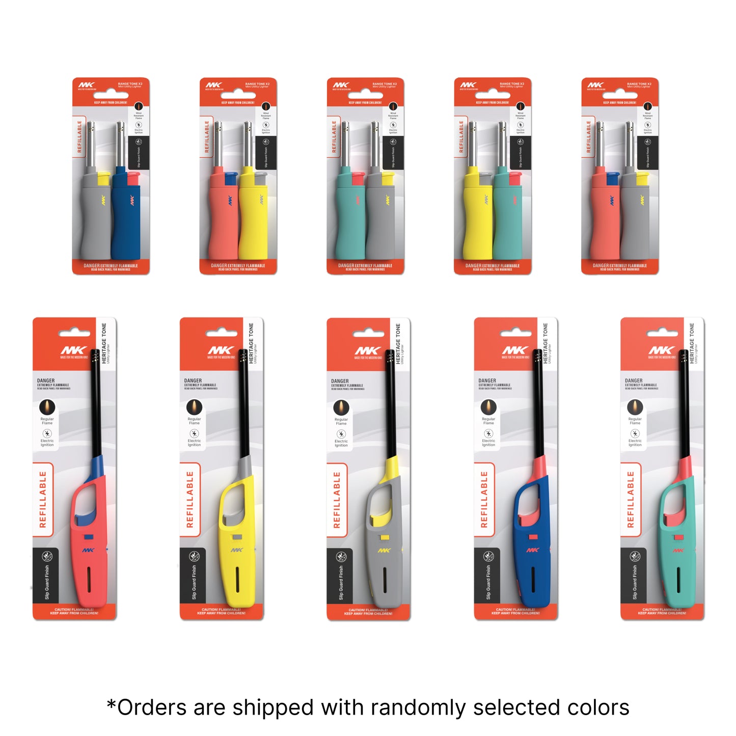 MK Lighters, Family Pack, Assorted Multi-Purpose Long Durable Utility Lighters