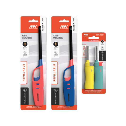 MK Lighters, Family Pack, Assorted Multi-Purpose Long Durable Utility Lighters