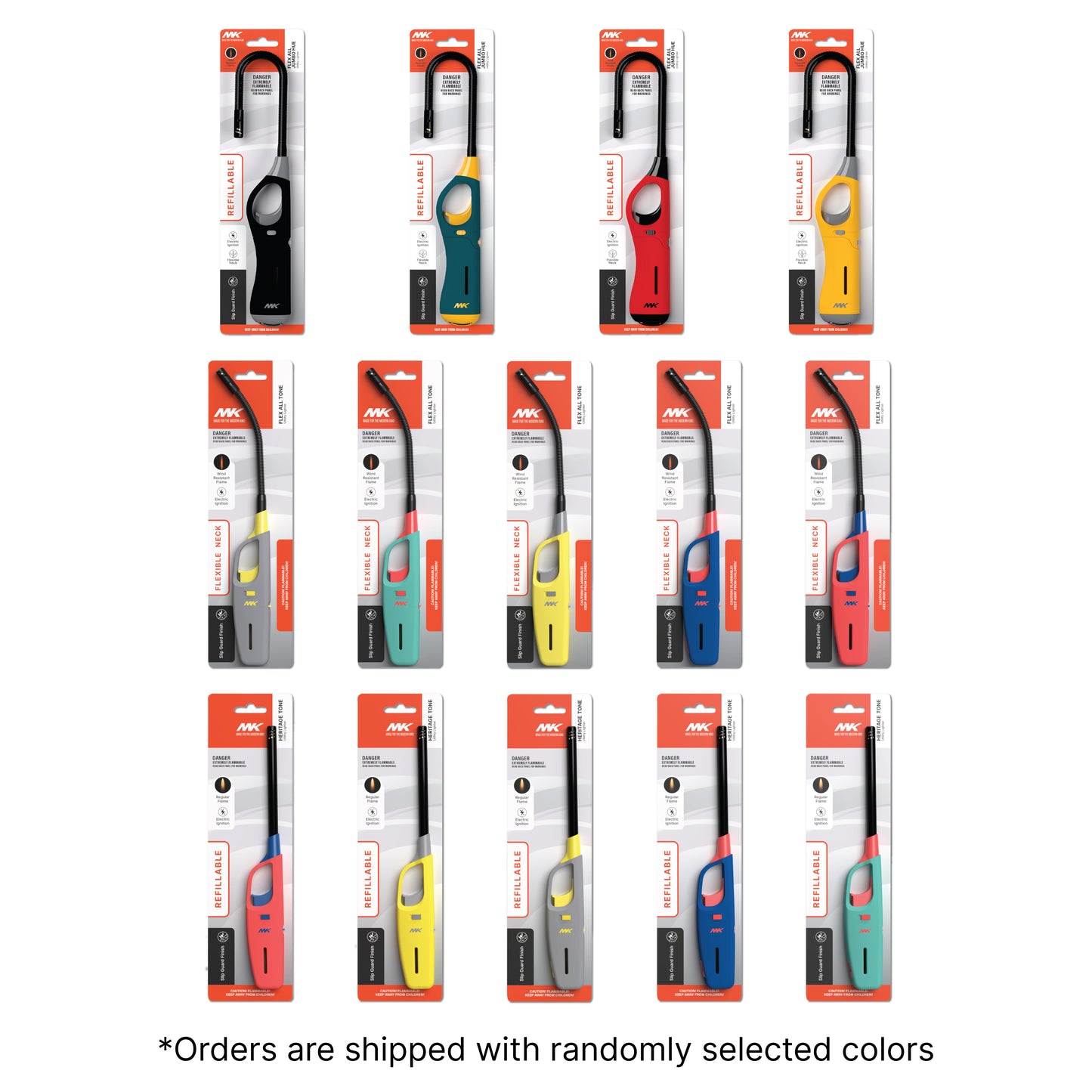 MK Lighters, Family Pack, Assorted Multi-Purpose Long Durable Utility Lighters