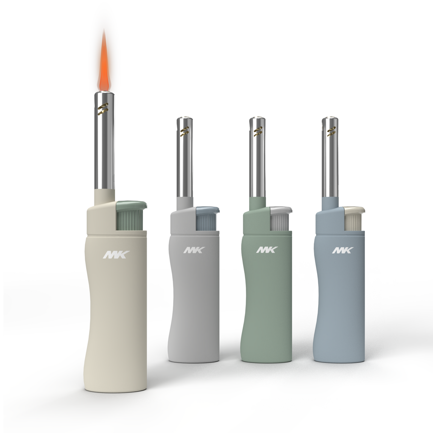 MK Candle Lighter, Butane Refillable Wind-Resistant Flame, 4-Pack for BBQ, Camping, Outdoor Use (Earthy-4PC)