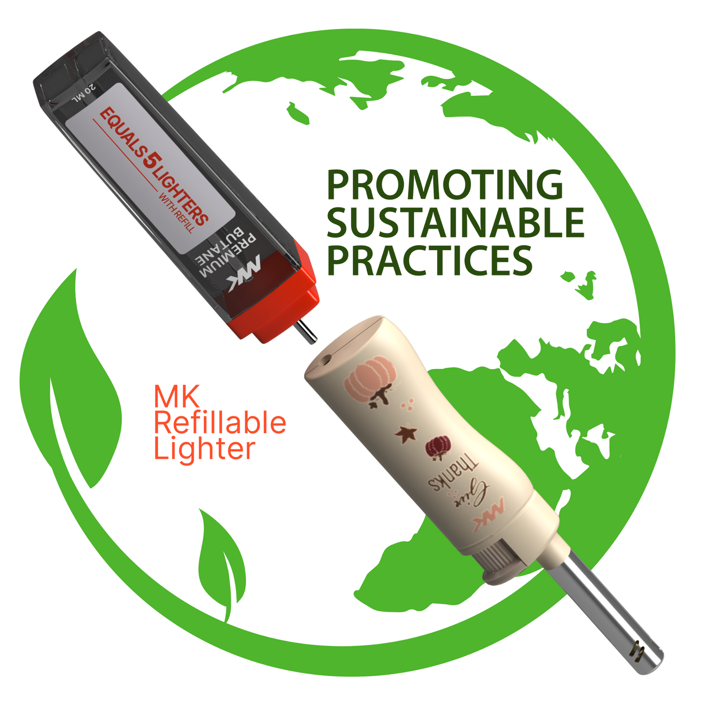 MK Lighter Collector’s Edition Refillable Candle – Multipurpose Jet Flame Butane with Long Wand for Indoor & Outdoor Use Gift Couples Friends Family (Harvest-5PC)