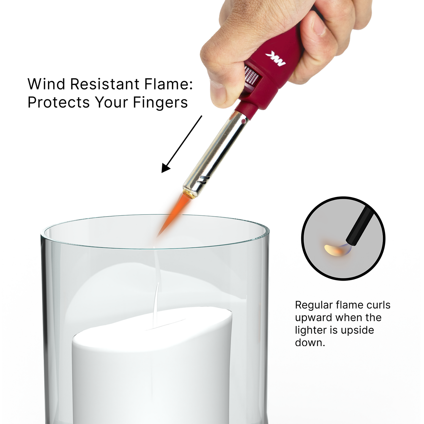 MK Candle Lighter, Butane Refillable Wind-Resistant Flame, 4-Pack for BBQ, Camping, Outdoor Use (Neutral-4PC)