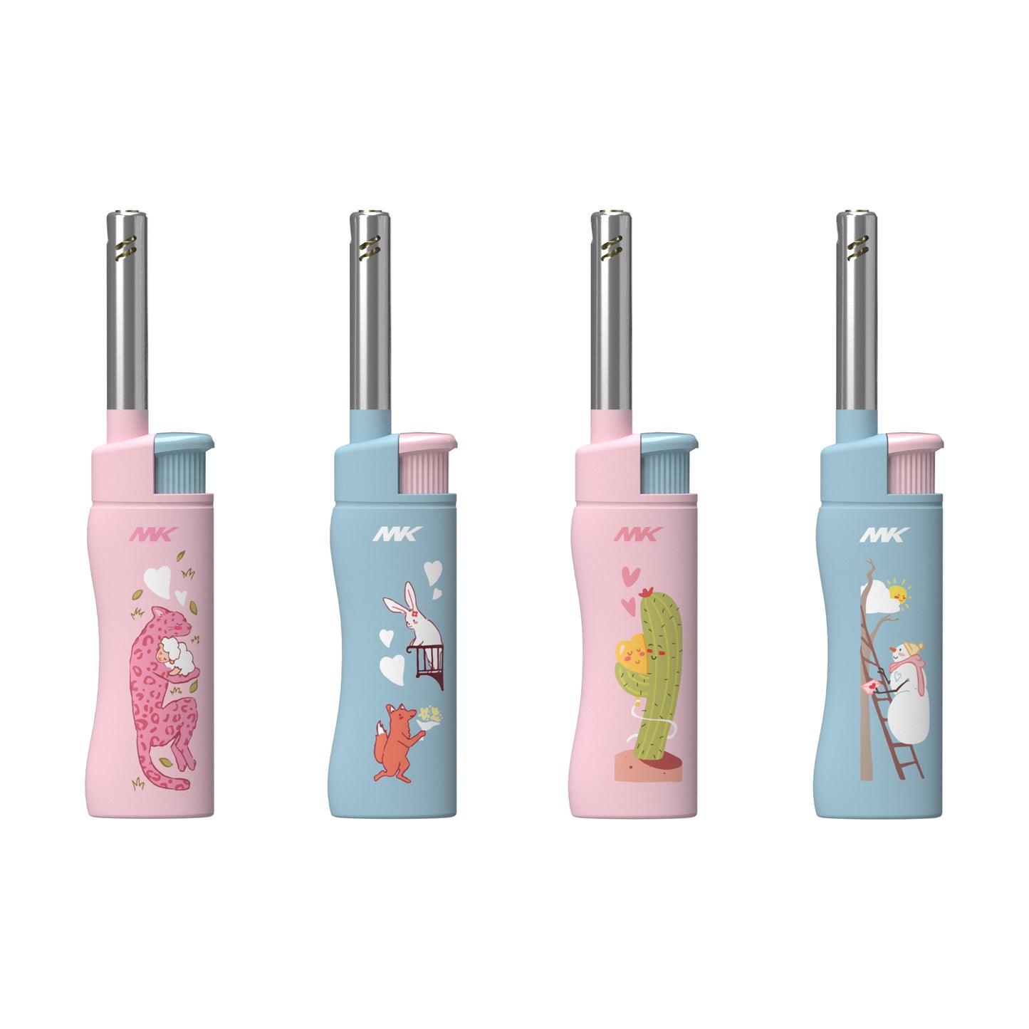 MK Lighter Polar Love Series, Color Set, Windproof Flame, Mini Utility Lighters (4pcs)