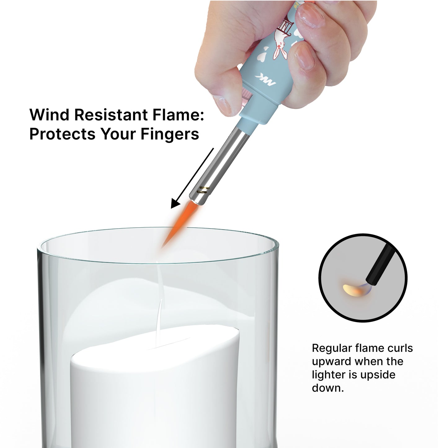 MK Lighter Polar Love Series, Color Set, Windproof Flame, Mini Utility Lighters (4pcs)