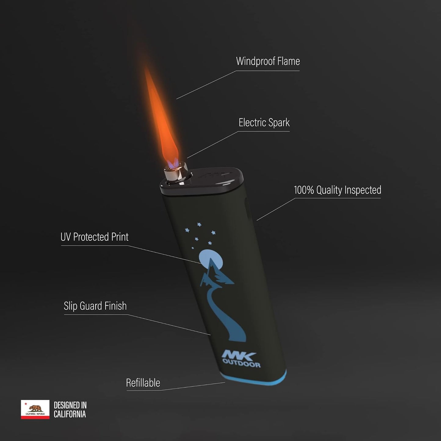 MK Lighter Outdoor Series, Alpine Set, Windproof Flame, Pocket Lighters (Outdoorsmen 50pcs)