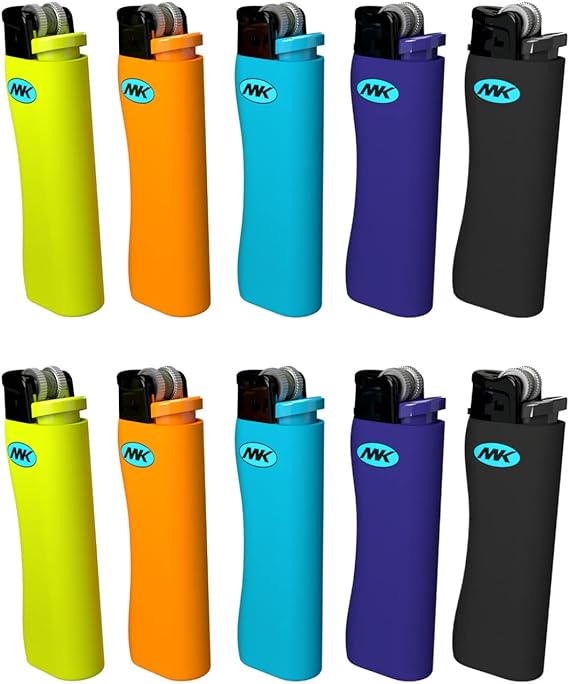 MK Lighter Grip-Pro Series, Regula Flame, 9G Flint Strike Pocket Lighters (Hue Set-10pcs)