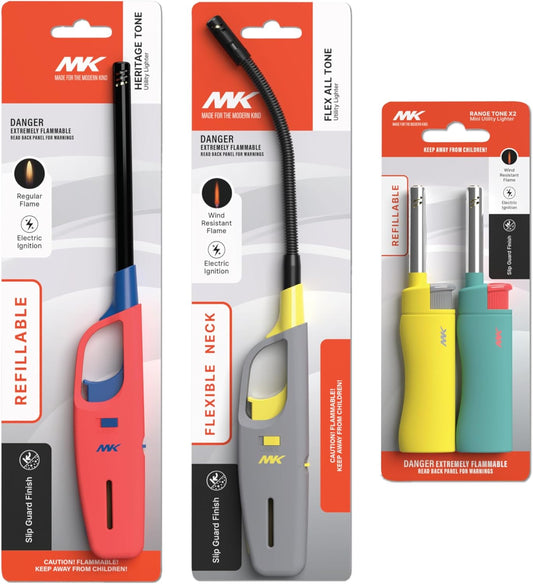 MK Lighters, Family Pack, Assorted Multi-Purpose Long Durable Utility Lighters