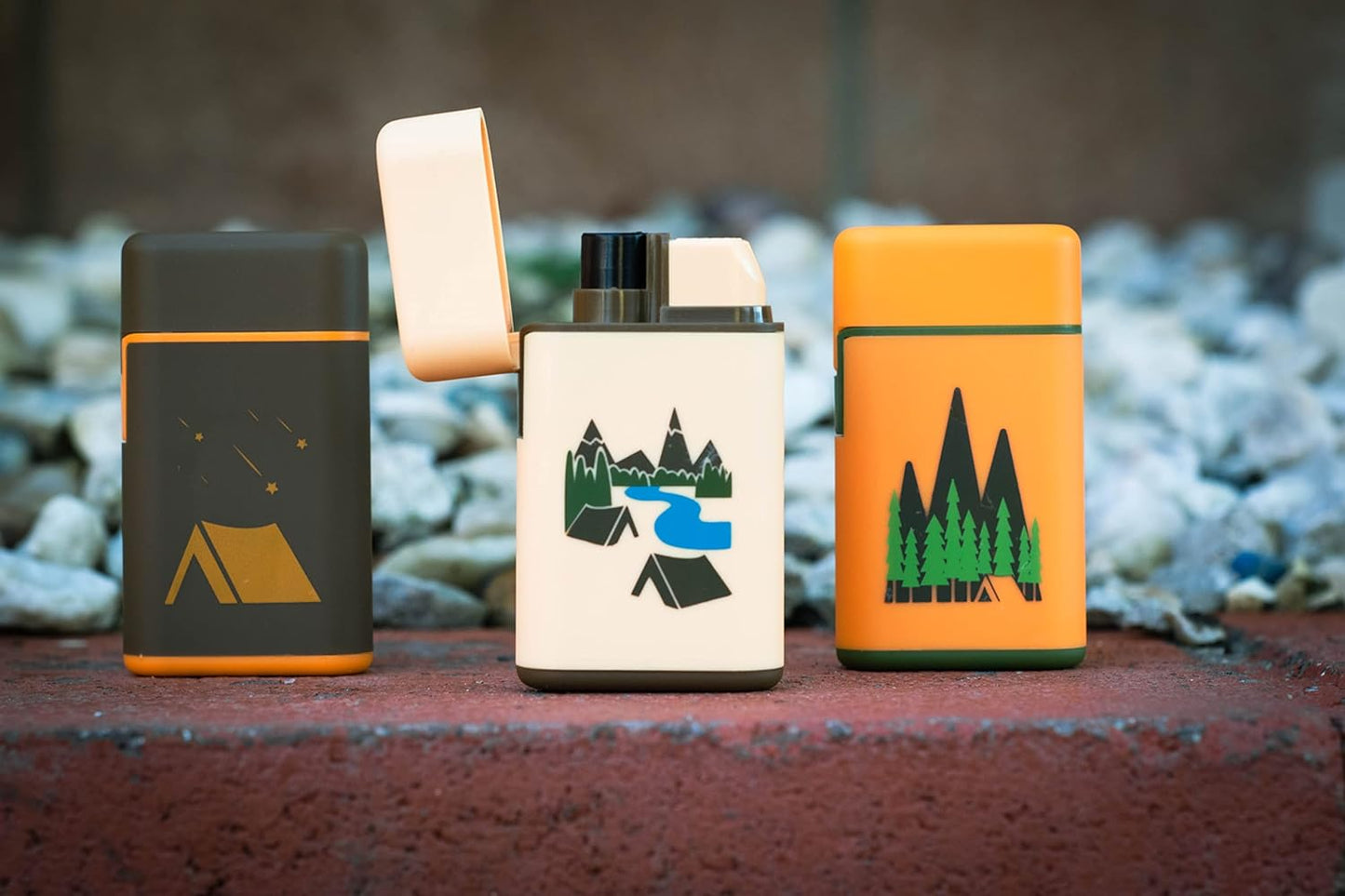 MK Lighter Outdoor Series, Camper Set, Torch Flame Pocket Lighters (Camper E 4pcs)