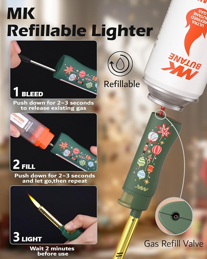 MK Lighter Xmas Series, Pastel Set, Windproof Flame, Mini Utility Lighters (50pcs)