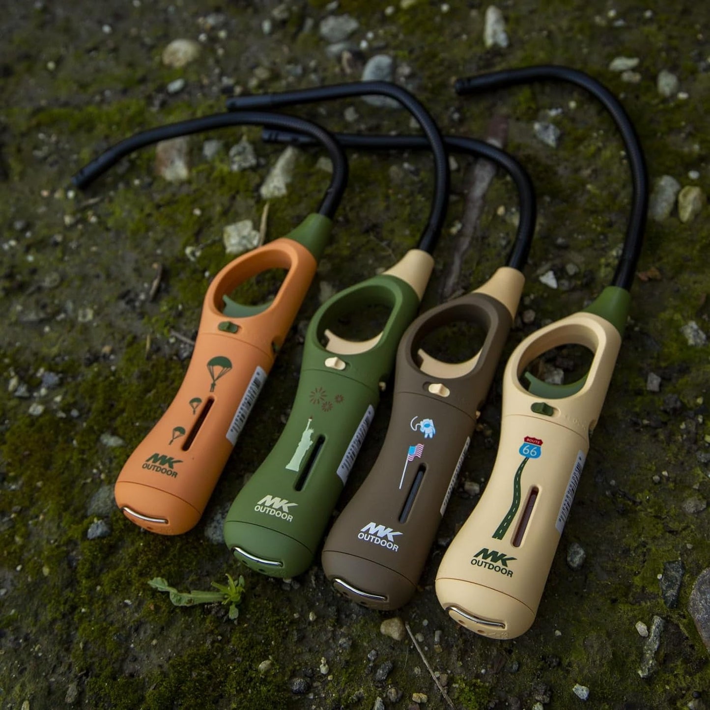MK Lighter Outdoor Series, Willow Set, Windproof Flame, Extra Long Flexible Neck Utility Lighters (4pcs)