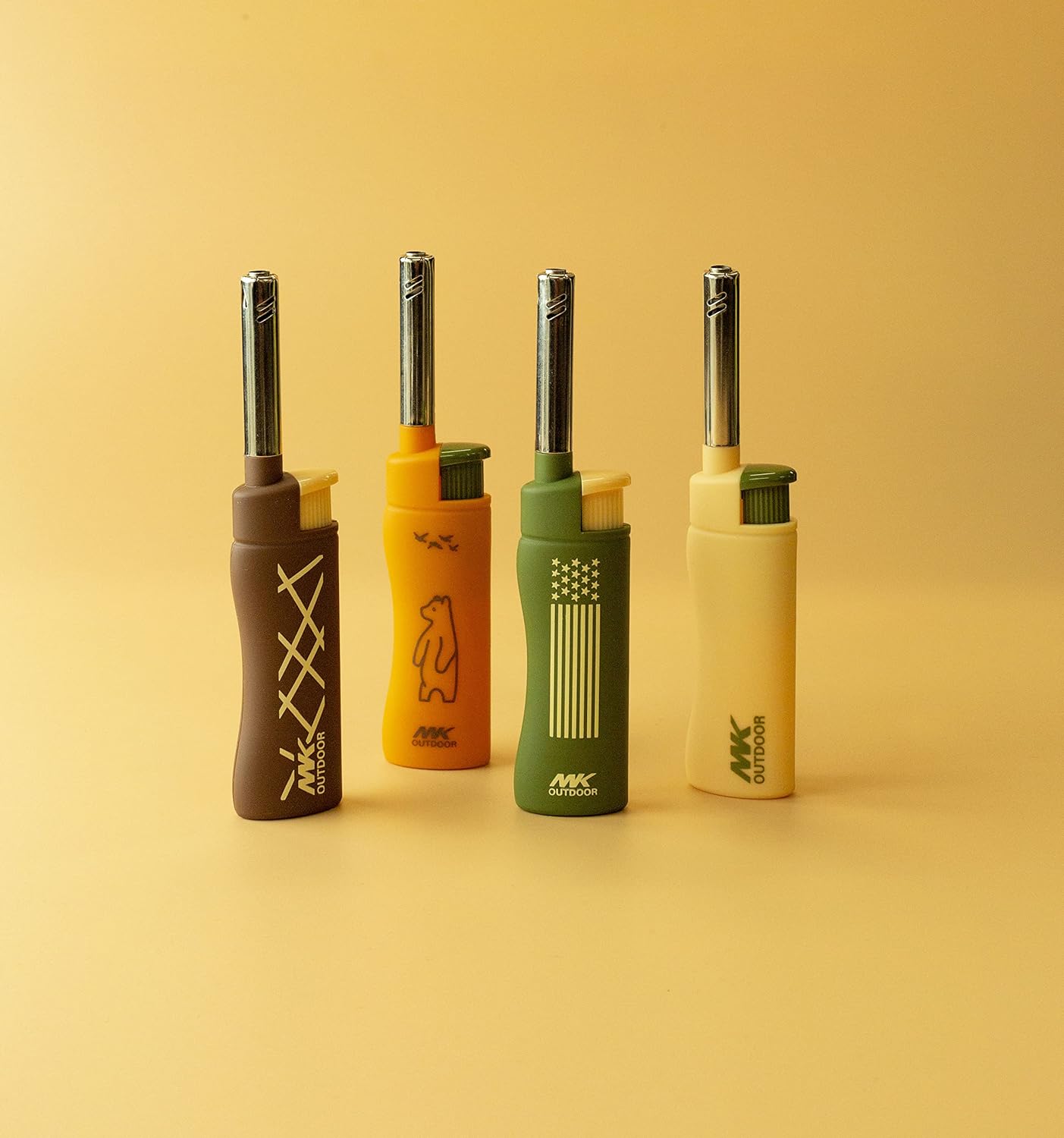 MK Lighter Outdoor Series, Lantern Set, Windproof Flame Mini Utility Lighters (4pcs)