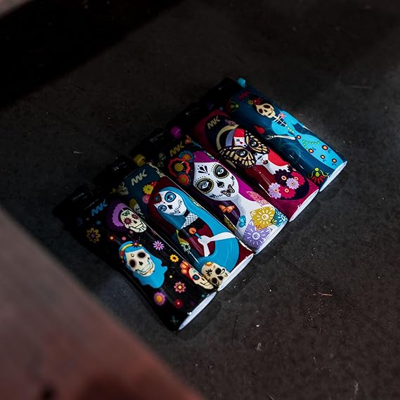 MK Lighter 9G Flint Strike Refillable Lighters (La Catrina-5PC)