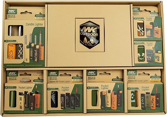 MK Lighter Outdoor Series, Sample Packs, Set of Outdoor Utility, Torch, Candle and Pocket Lighters (34pcs)