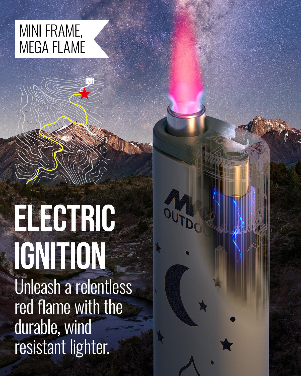 MK Lighter Outdoor Series Alpine Set 5-Pack Assorted Design Multipurpose Refillable, Windproof Flame, Slip Guard Candle & BBQ, Prepping & Camping Supplies, Survival Lighters (Trail Blazer 5PC)