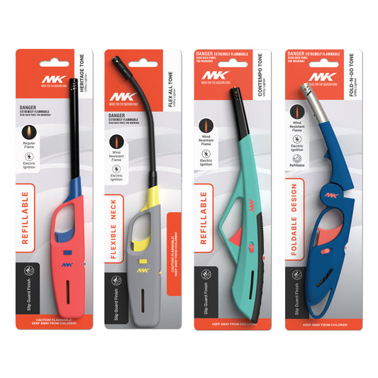 MK Lighters, Family Pack, Assorted Multi-Purpose Long Durable Utility Lighters