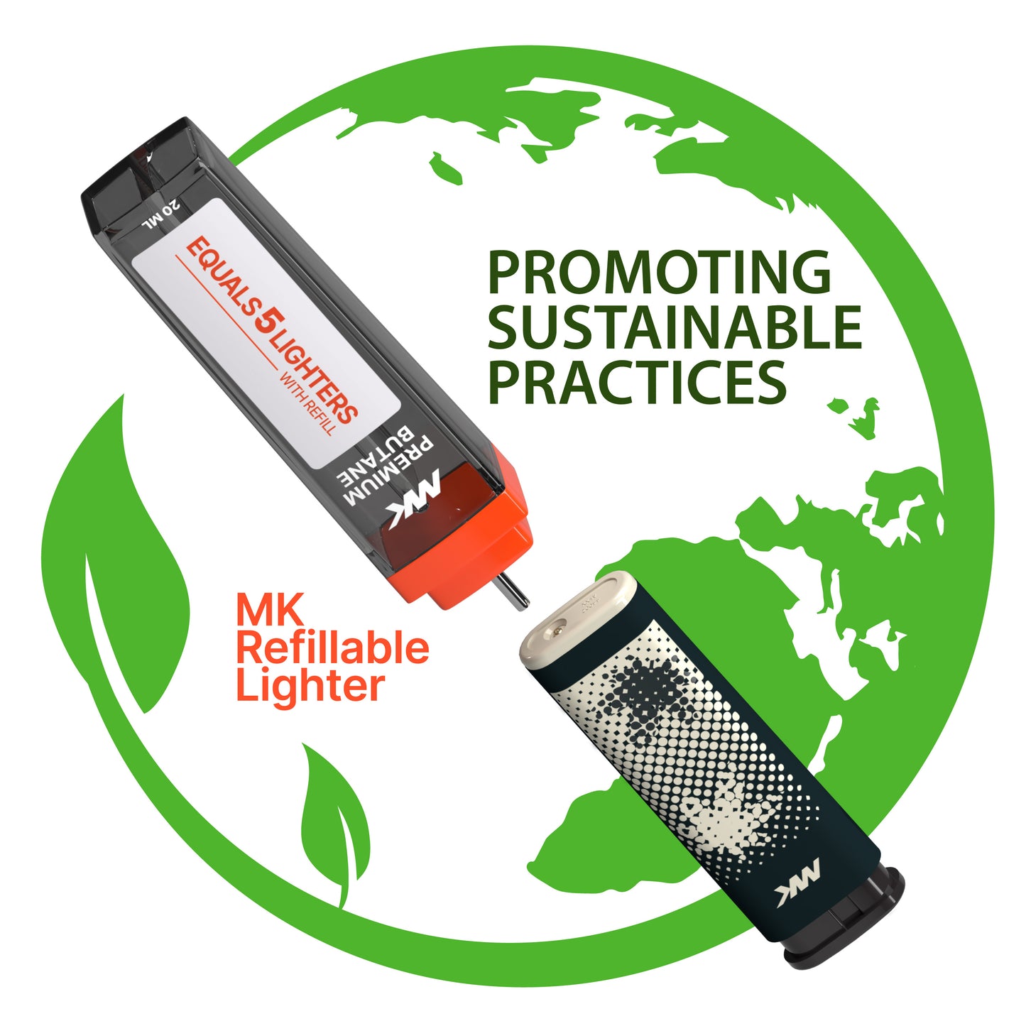 MK Lighter Jet Series, Windproof Flame, Pocket Lighters (Leaf Set-50pcs)