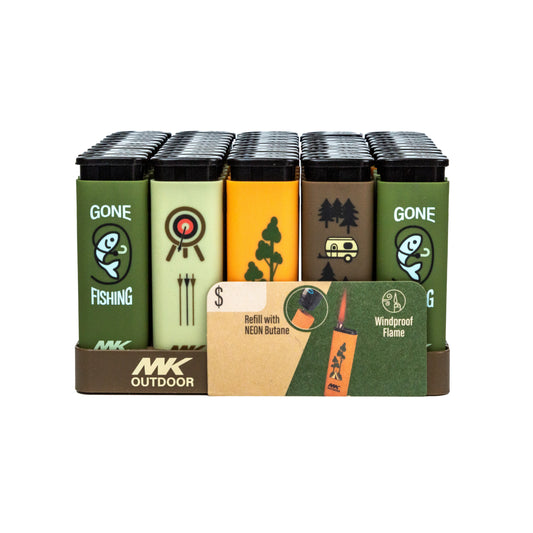 MK Lighter Outdoor Series, Alpine Set, Windproof Flame, Pocket Lighters (Explore 50pcs)