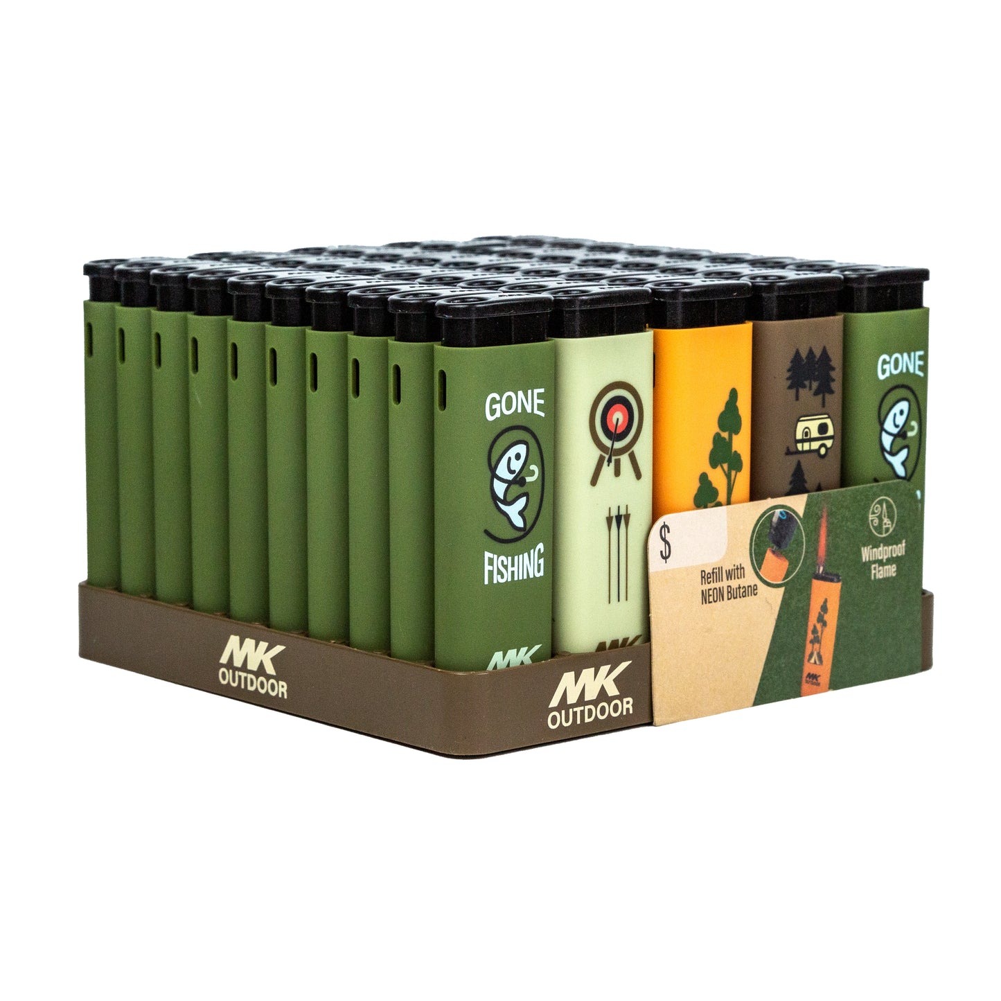 MK Lighter Outdoor Series, Alpine Set, Windproof Flame, Pocket Lighters (Explore 50pcs)