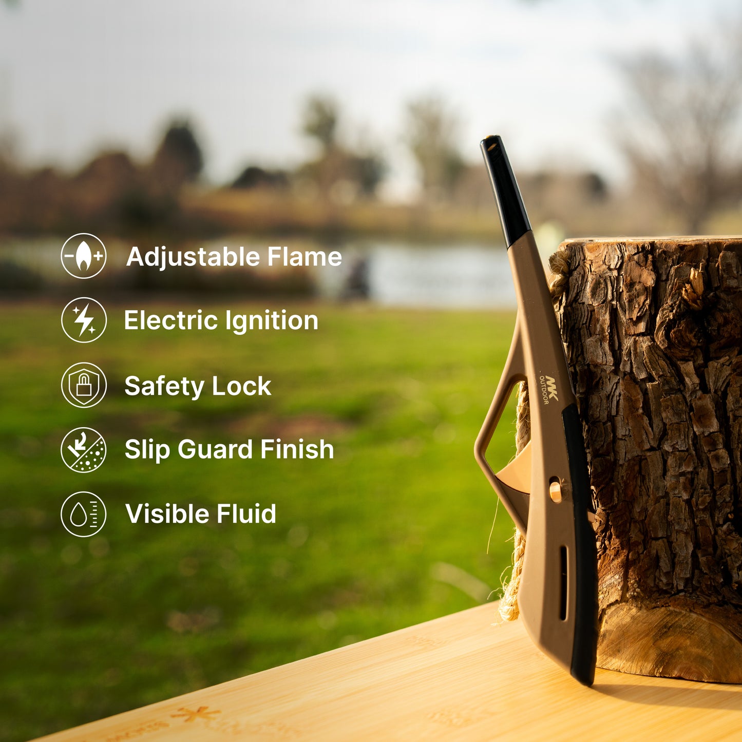 MK Lighter Outdoor Series, Trail Set, Windproof Flame, Utility Lighters (4pcs)