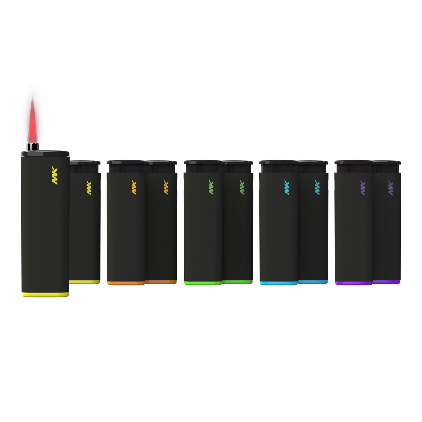 MK Lighter Jet Series, Black Set, Windproof Flame, 10PCS Multipurpose Utility Lighters