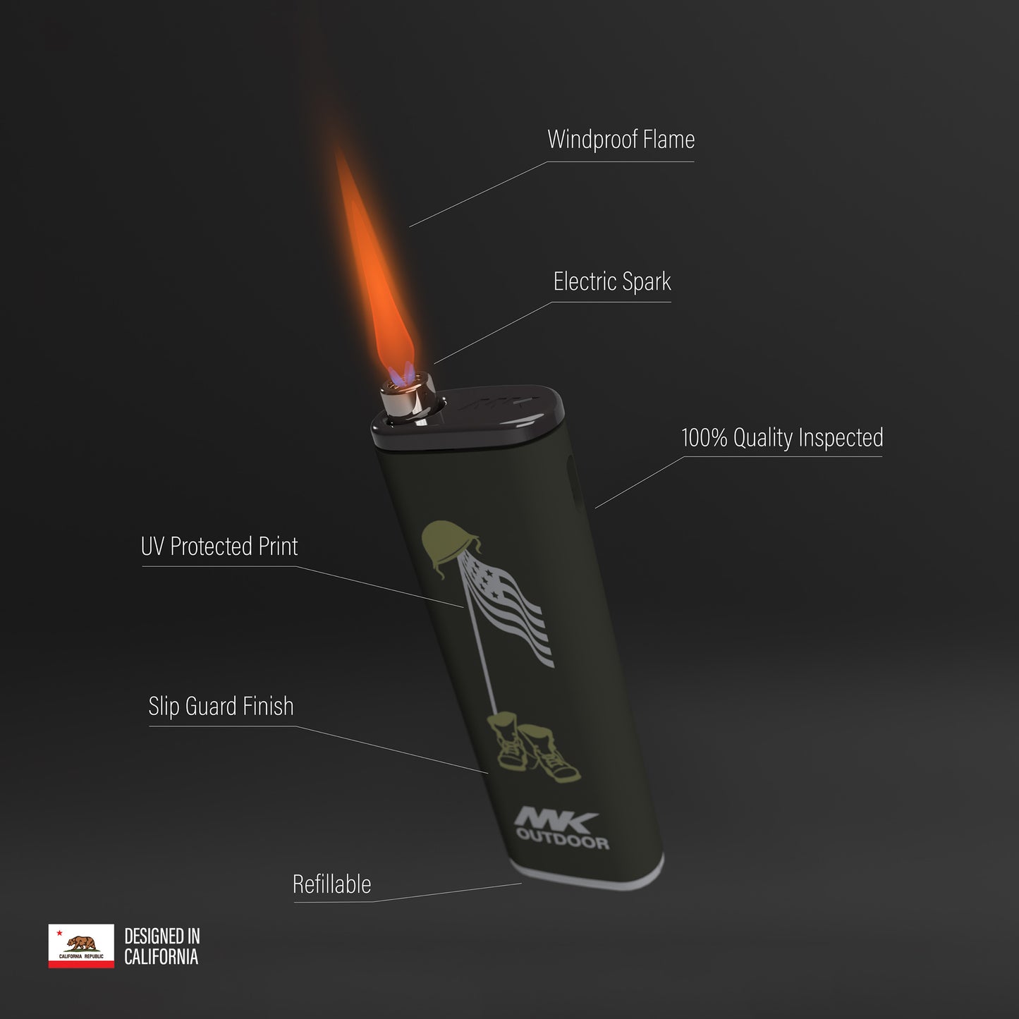 MK Lighter Outdoor Series, Alpine Set, Windproof Flame, Pocket Lighters (Freedom 50pcs)
