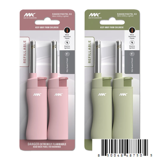 MK Lighter Range Set, Pastel Set, Windproof Flame Mini Utility Lighters (4pcs)