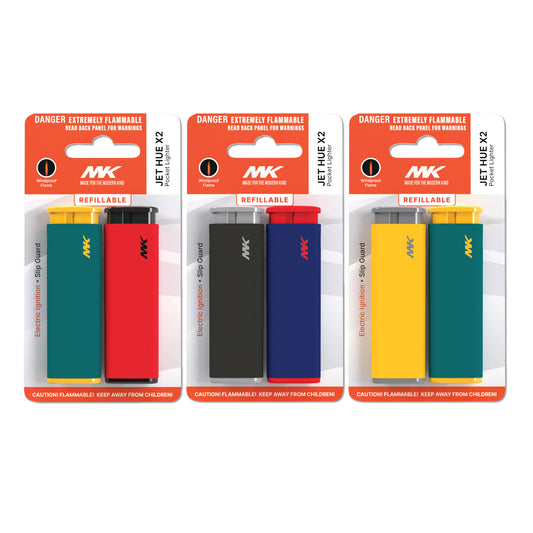 MK Lighter Jet Series, Windproof Flame, Pocket Lighters (Hue Set-6pcs)