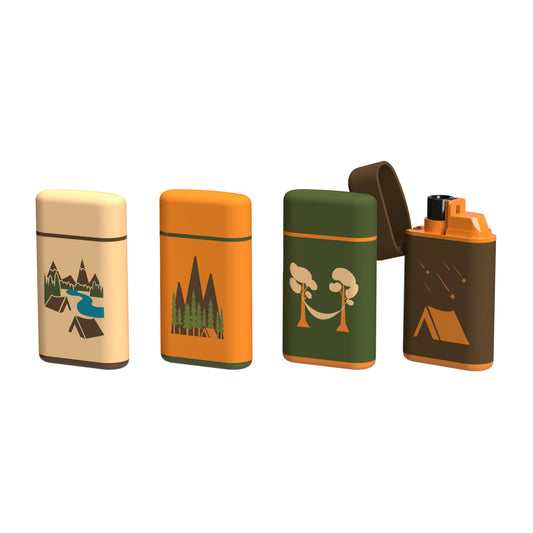MK Lighter Outdoor Series, Camper Set, Torch Flame Pocket Lighters (Camper E 4pcs)