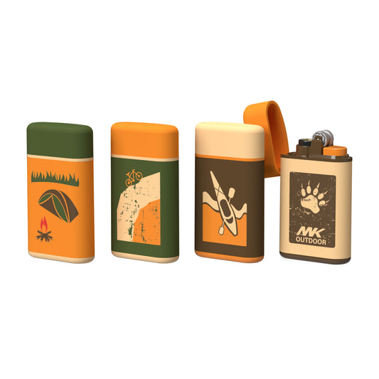 MK Lighter Outdoor Series, Camper Set, Torch Flame Pocket Lighters (Camper F 4pcs)