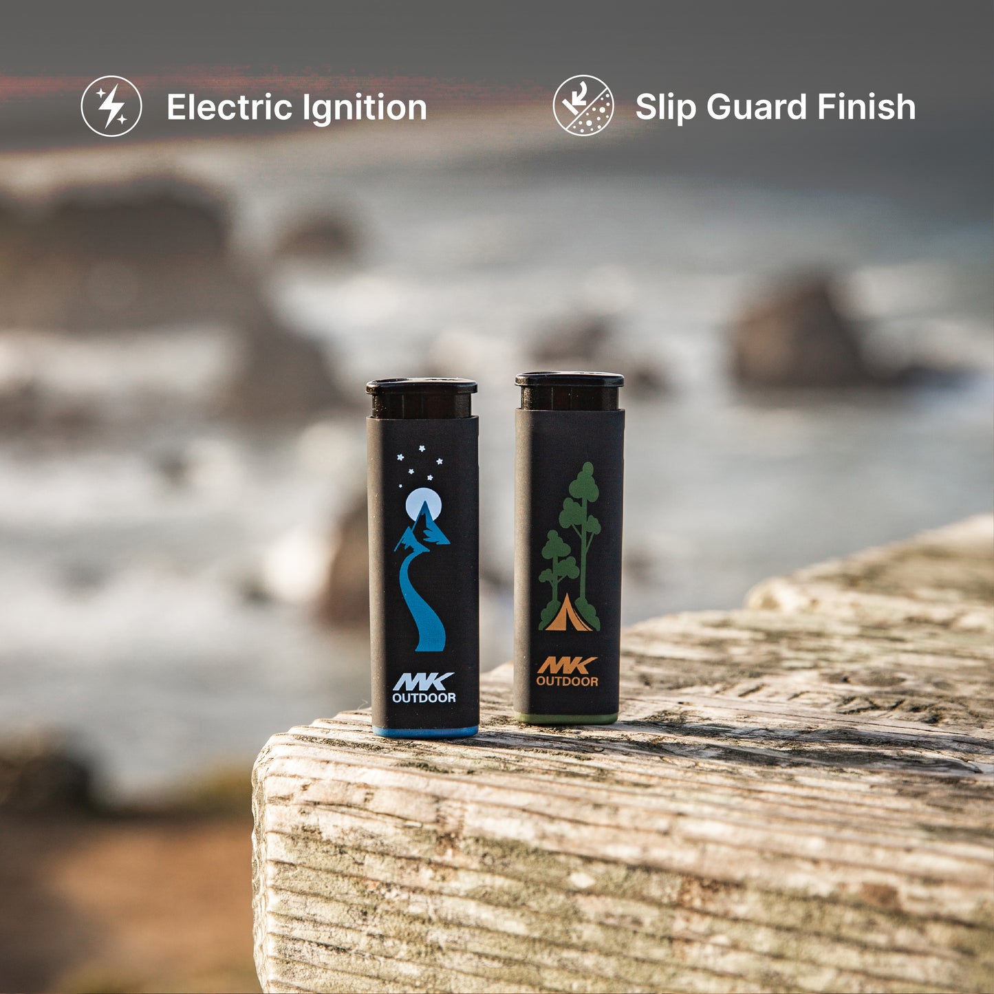 MK Lighter Outdoor Series, Alpine Set, Windproof Flame, Pocket Lighters (Outdoorsmen 50pcs)