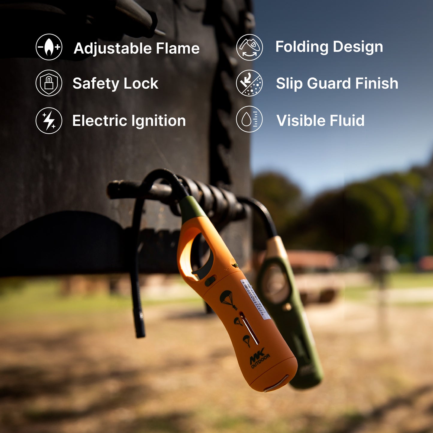 MK Lighter Outdoor Series, Willow Set, Windproof Flame, Extra Long Flexible Neck Utility Lighters (4pcs)