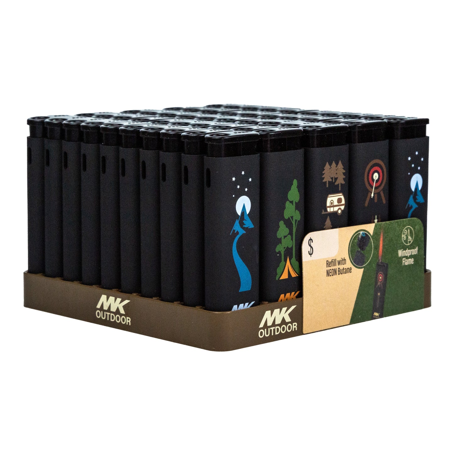 MK Lighter Outdoor Series, Alpine Set, Windproof Flame, Pocket Lighters (Outdoorsmen 50pcs)