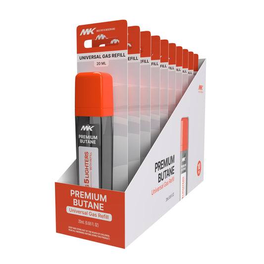 MK Lighters 10 Pcs Premium Butane 20ml with 4 Replace Flints
