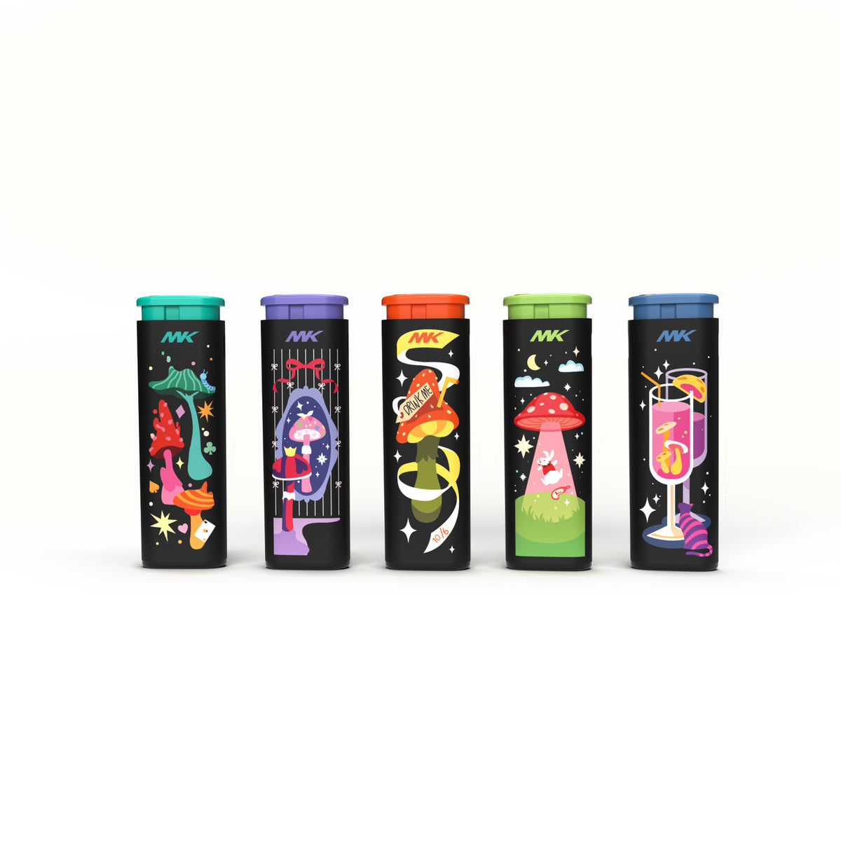 MK Lighter Set 50-Pack Mush Design Multipurpose Refillable, Windproof Flame, Slip Guard Candle & BBQ, Prepping & Camping Supplies,