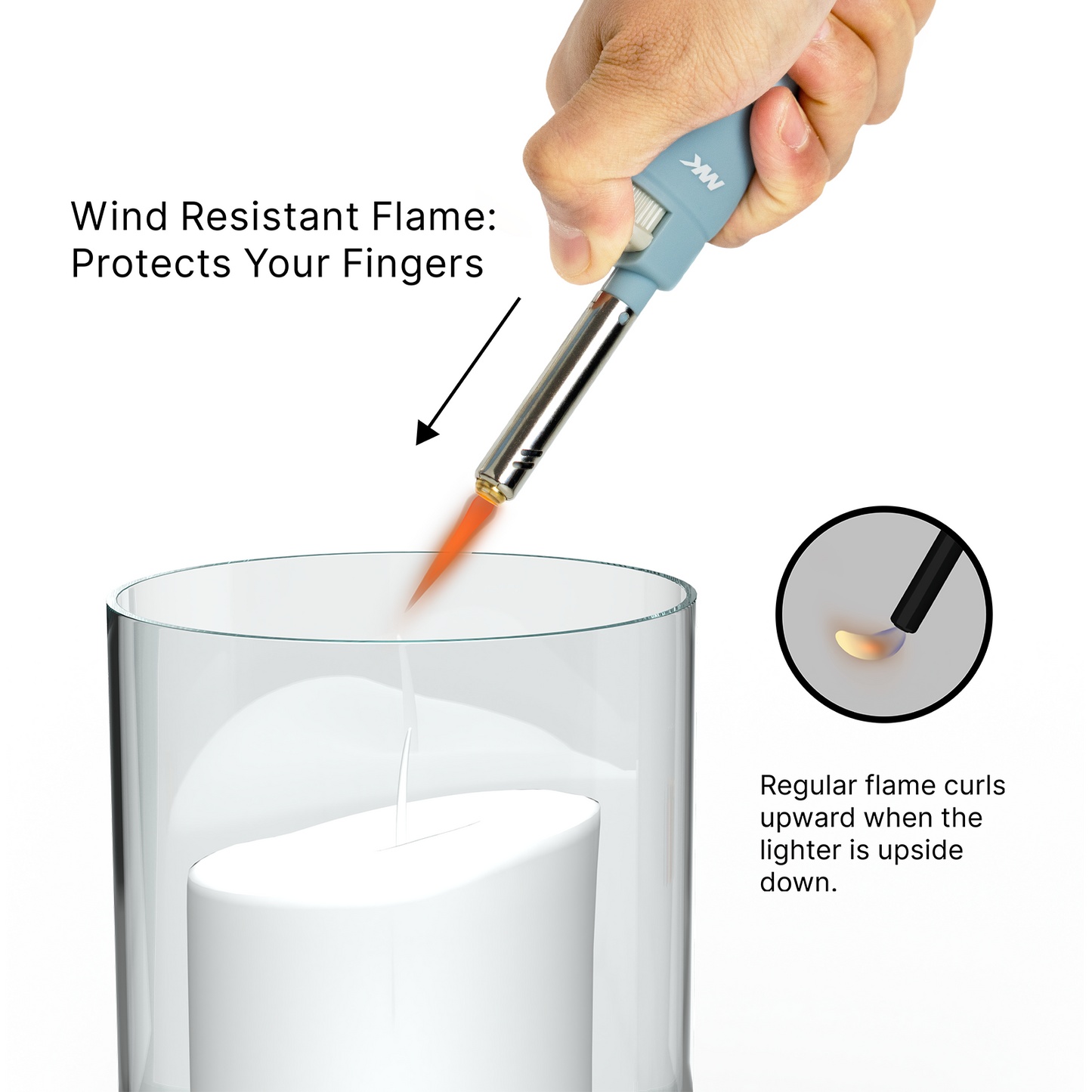 MK Candle Lighter, Butane Refillable Wind-Resistant Flame, 4-Pack for BBQ, Camping, Outdoor Use (Earthy-4PC)