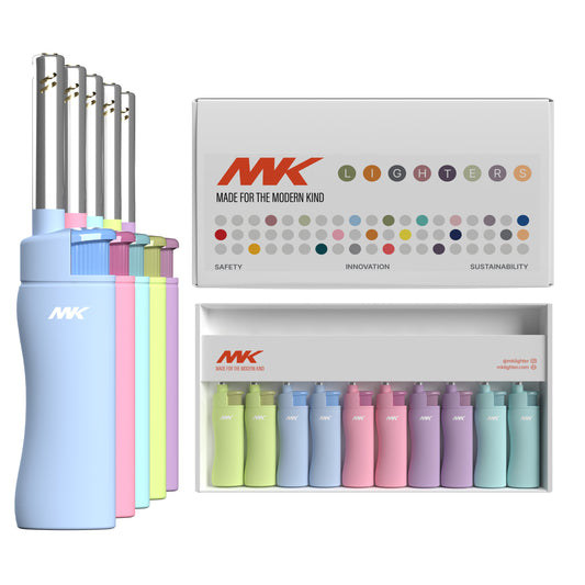 MK Lighter Harmony Series, Color Set, Windproof Flame, Mini Utility Lighters (10pcs)