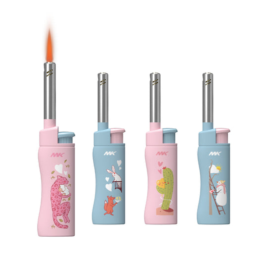 MK Lighter Polar Love Series, Color Set, Windproof Flame, Mini Utility Lighters (4pcs)