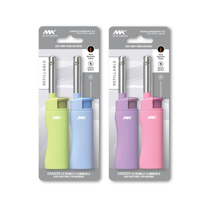 MK Lighter Harmony Series, Color Set, Windproof Flame, Mini Utility Lighters (4pcs)