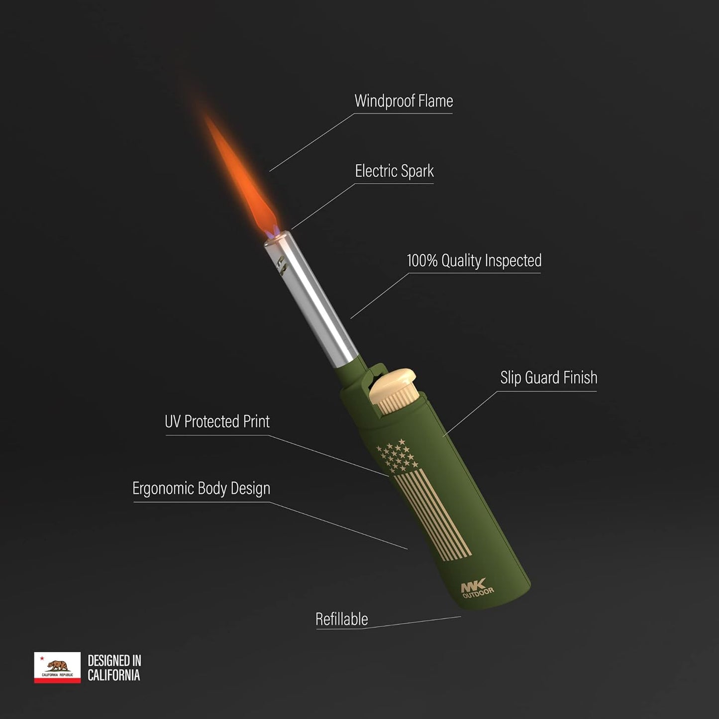 MK Lighter Outdoor Series, Lantern Set, Windproof Flame Mini Utility Lighters (4pcs)