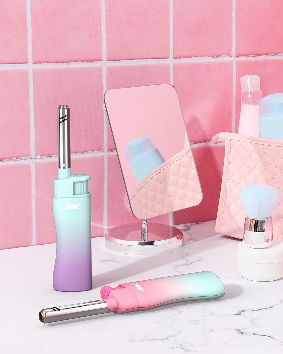 MK Lighter Collector’s Edition Refillable Candle – Multipurpose Jet Flame Butane with Long Wand for Indoor & Outdoor Use Gift Couples Friends Family (Dreamy-5PC)