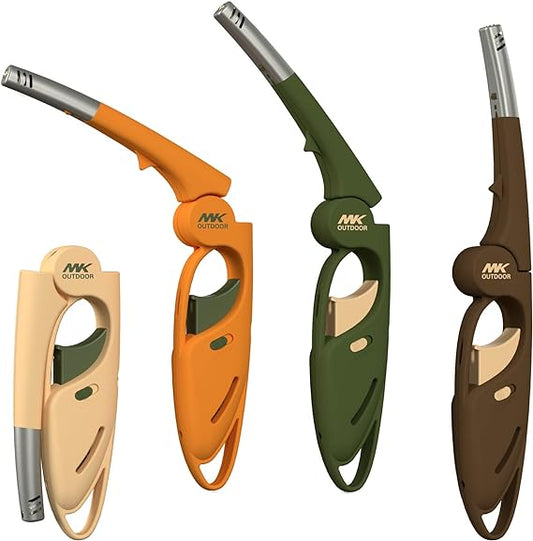 MK Lighter Outdoor Series, Sunset Set, Windproof Flame, Foldable Long Neck Utility Lighters (4pcs)