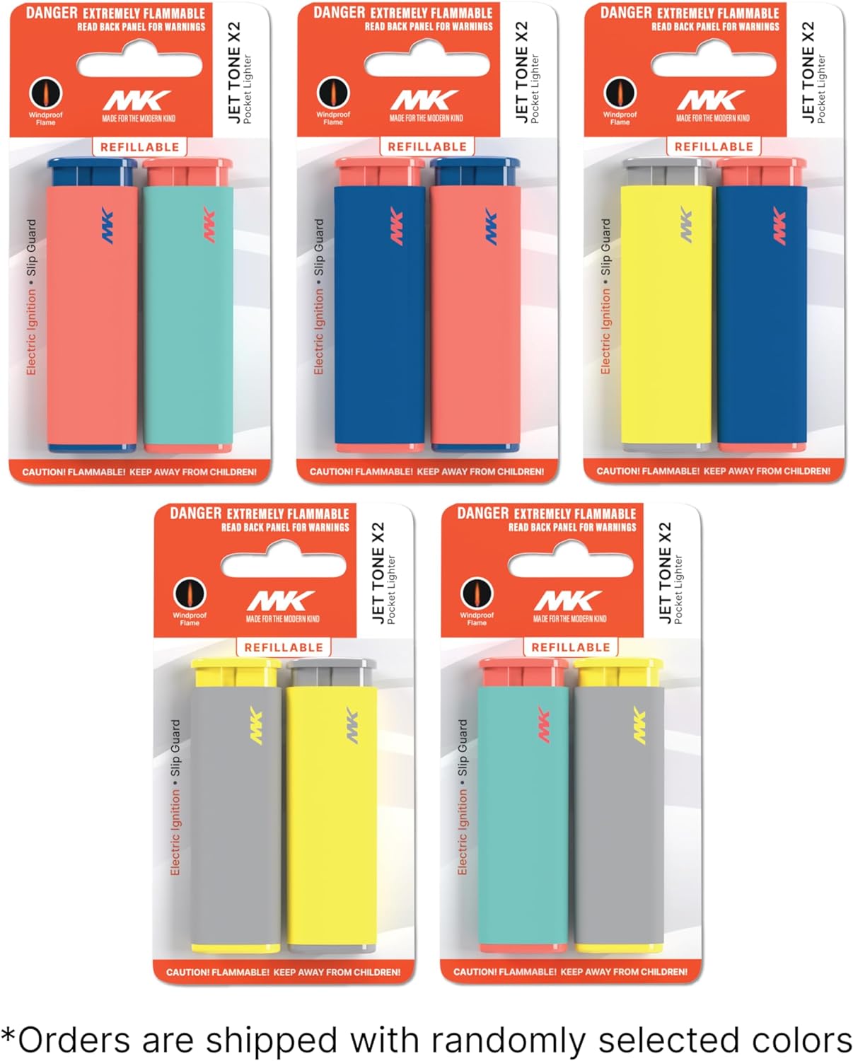 MK Lighter Jet Series, Windproof Flame, Pocket Lighters (Tone Set-6pcs)