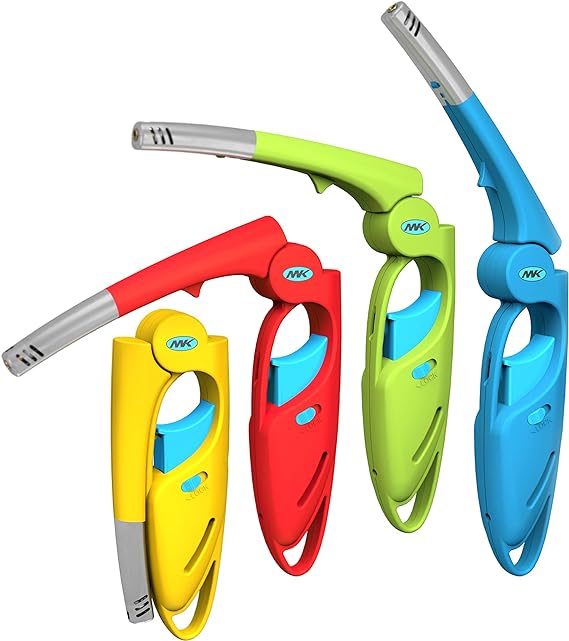 MK Lighter Fold-N-Go Set,  Windproof Flame, Foldable Utility Lighters (4pcs)