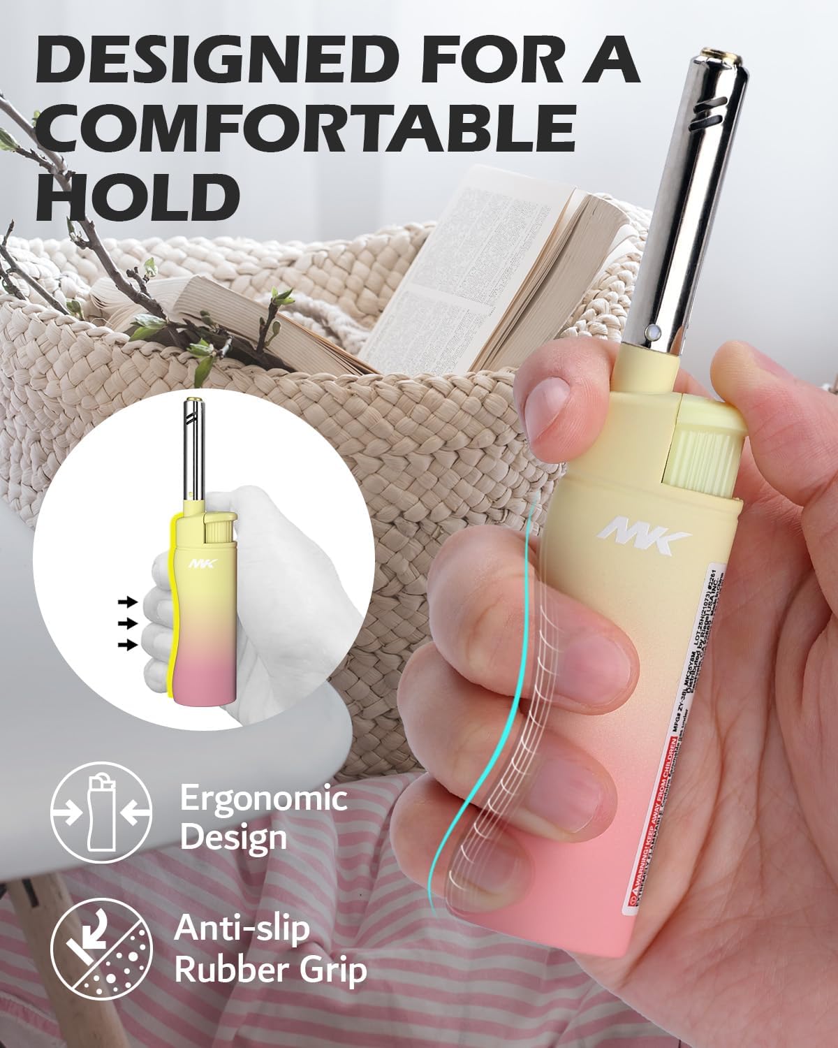 MK Lighter Collector’s Edition Refillable Candle – Multipurpose Jet Flame Butane with Long Wand for Indoor & Outdoor Use Gift Couples Friends Family (Dreamy-5PC)