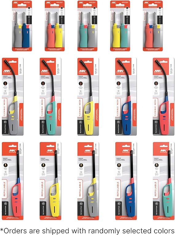 MK Lighters, Family Pack, Assorted Multi-Purpose Long Durable Utility Lighters