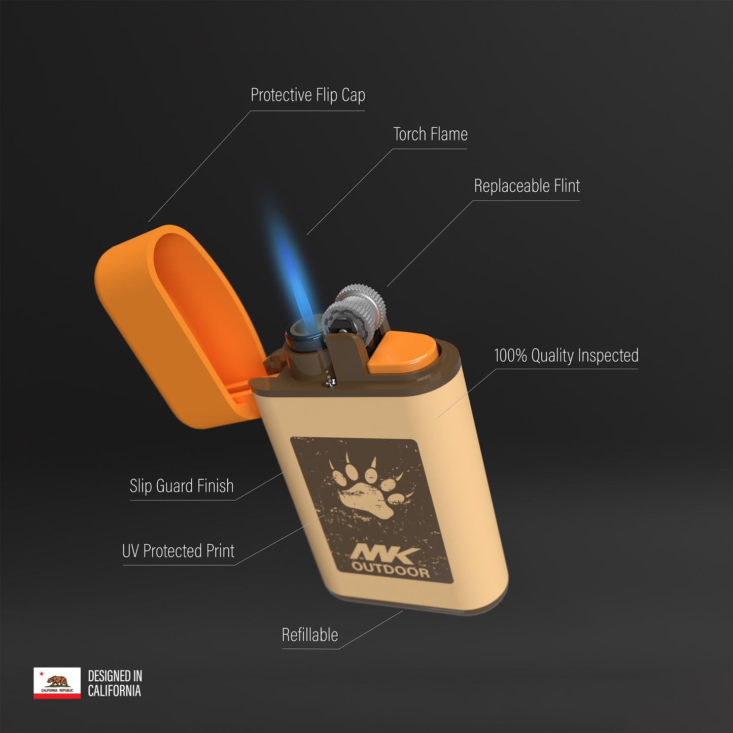 MK Lighter Outdoor Series, Camper Set F, Torch Flame Lighter 25PC