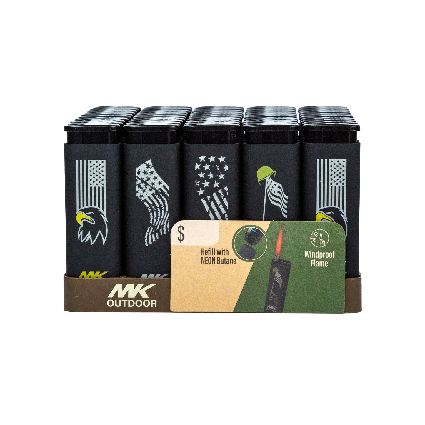 MK Lighter Outdoor Series, Alpine Set, Windproof Flame, Pocket Lighters (Freedom 50pcs)
